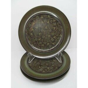 Franciscan Madeira 3 SALAD PLATES Green & Brown USA Mid Century Modern